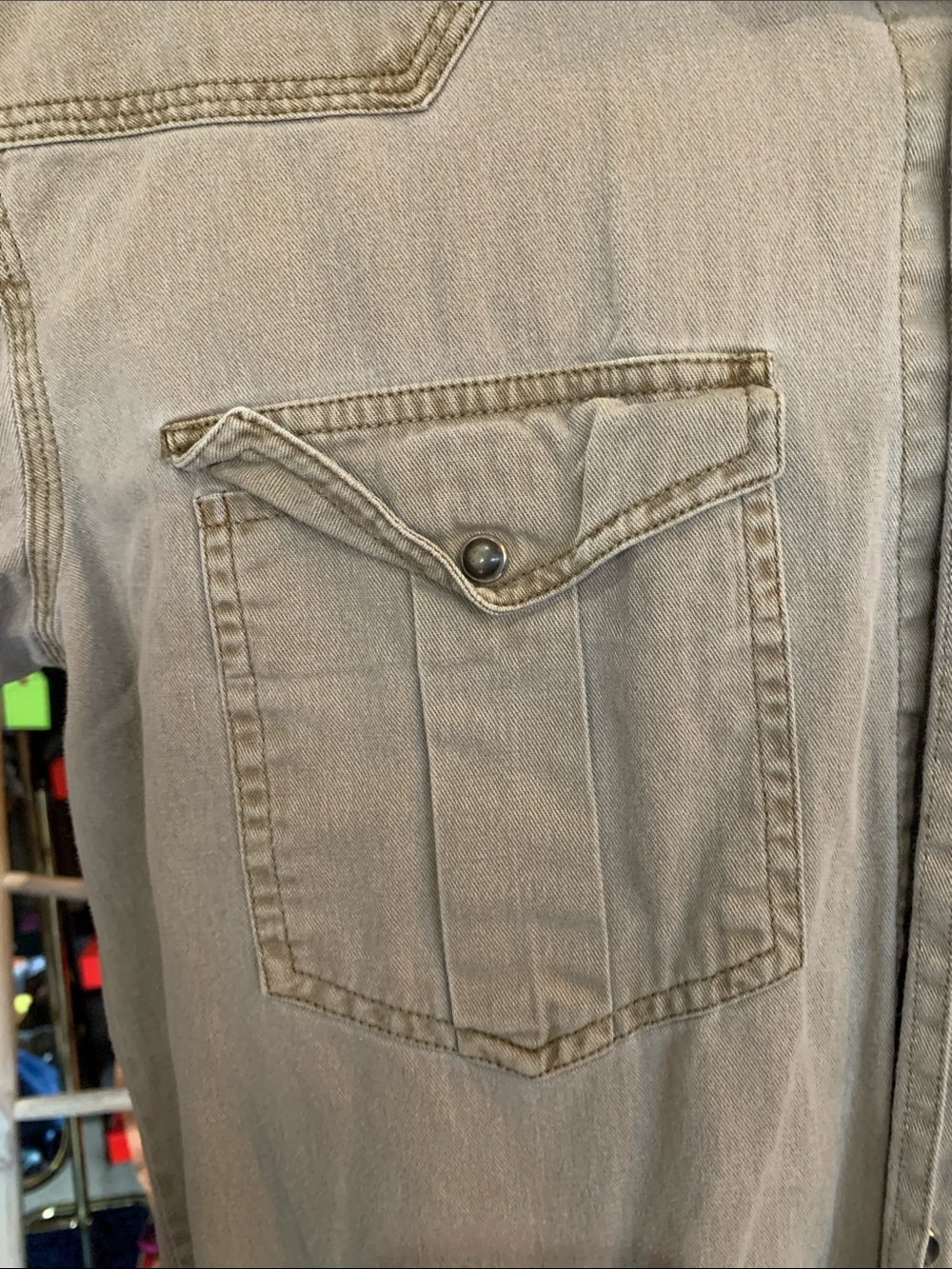 Men's Roper Gray Pearlsnap Button-Front Work Shirt Jacket - Picture 3 of 11